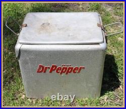 Dr. Pepper Vintage Metal Cooler Embossed Red Letters Soda Ice Chest Rare