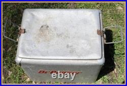 Dr. Pepper Vintage Metal Cooler Embossed Red Letters Soda Ice Chest Rare