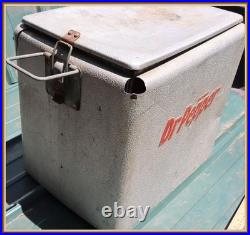 Dr. Pepper Vintage Metal Cooler Embossed Red Letters Soda Ice Chest Rare