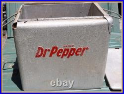 Dr. Pepper Vintage Metal Cooler Embossed Red Letters Soda Ice Chest Rare