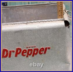 Dr. Pepper Vintage Metal Cooler Embossed Red Letters Soda Ice Chest Rare