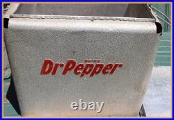 Dr. Pepper Vintage Metal Cooler Embossed Red Letters Soda Ice Chest Rare
