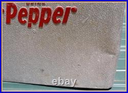 Dr. Pepper Vintage Metal Cooler Embossed Red Letters Soda Ice Chest Rare