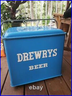 Drewrys Beer Blue Metal Cooler 1950s Amazing Condition