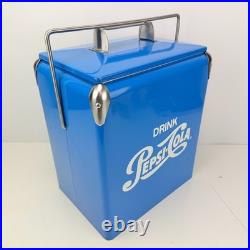 Drink Pepsi-Cola Retro Metal Cooler Ice Chest Blue Bottle Opener Portable Picnic