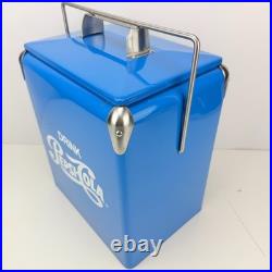 Drink Pepsi-Cola Retro Metal Cooler Ice Chest Blue Bottle Opener Portable Picnic