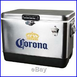 Durable Stainless Steel 54 Qt. Corona Ice Chest Cooler with Solid Latch Seals
