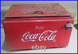 ENJOY Coca-Cola SODA bottle Metal ICE CHEST Cooler RAISED WRITING bottle opener