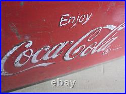 ENJOY Coca-Cola SODA bottle Metal ICE CHEST Cooler RAISED WRITING bottle opener