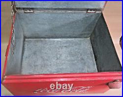 ENJOY Coca-Cola SODA bottle Metal ICE CHEST Cooler RAISED WRITING bottle opener