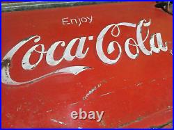 ENJOY Coca-Cola SODA bottle Metal ICE CHEST Cooler RAISED WRITING bottle opener