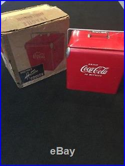 Early Coca Cola Metal Cooler Advertising Collectible In Original Box