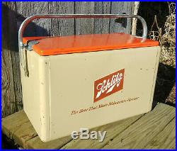 Excellent Vintage Mid Century Retro Cronstroms Metal Schlitz Beer Picnic Cooler