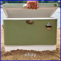 FSE Retro Metal Cooler, 80 Can/54 Qt. Capacity, Hard-Sided, Two Tone, Holds Up FSE Retro Metal Cooler, 80 Can/54 Qt. Capacity, Hard-Sided, Two Tone, Holds Up