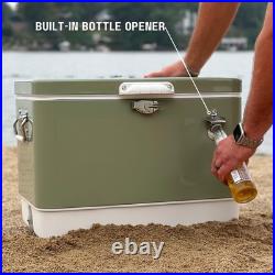FSE Retro Metal Cooler, 80 Can/54 Qt. Capacity, Hard-Sided, Two Tone, Holds Up FSE Retro Metal Cooler, 80 Can/54 Qt. Capacity, Hard-Sided, Two Tone, Holds Up