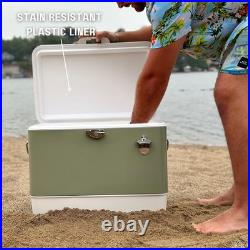 FSE Retro Metal Cooler, 80 Can/54 Qt. Capacity, Hard-Sided, Two Tone, Holds Up FSE Retro Metal Cooler, 80 Can/54 Qt. Capacity, Hard-Sided, Two Tone, Holds Up