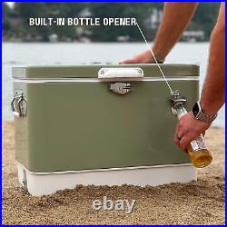 FSE Retro Metal Cooler, 80 Can/54 Qt. Capacity, Hard-Sided, Two Tone, Holds up t