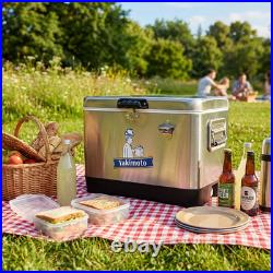 Factory Direct Yakimoto 54Qt Metal Cooler Stainless Steel Heavy Duty Ice Chest