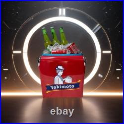 Festival Ice Chest Metal Red Reto Cooler 13L Yakimoto for Camping Rv Fashing BBQ