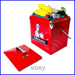 Festival Ice Chest Metal Red Reto Cooler 13L Yakimoto for Camping Rv Fashing BBQ