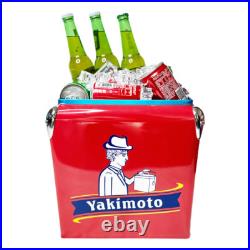 Festival Ice Chest Metal Red Reto Cooler 13L Yakimoto for Camping Rv Fashing BBQ