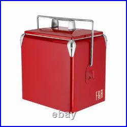 Foster & Rye Vintage Metal Cooler, Retro Ice Chest for Camping Patio