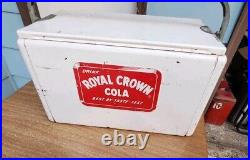 Free Shipping Vtg 1950s Metal RC Royal Crown BEST BY TASTE TEST Cooler Hinged