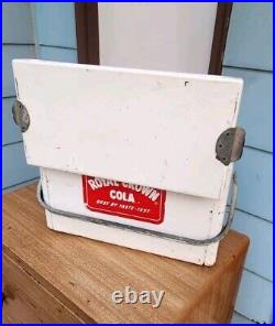 Free Shipping Vtg 1950s Metal RC Royal Crown BEST BY TASTE TEST Cooler Hinged