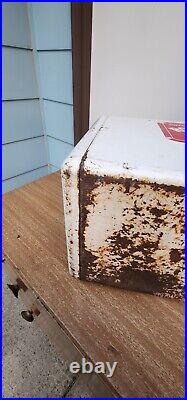 Free Shipping Vtg 1950s Metal RC Royal Crown BEST BY TASTE TEST Cooler Hinged