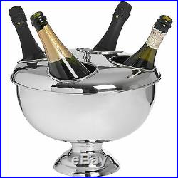 Freestanding Silver Metal 4 Bottle Drink Ice Wine Champagne Bucket Cooler Holder