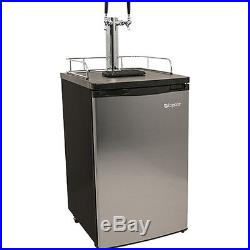 Full Size Kegerator Beer Keg Refrigerator, Stainless Steel Twin Tap Draft Cooler