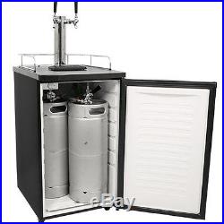 Full Size Kegerator Beer Keg Refrigerator, Stainless Steel Twin Tap Draft Cooler