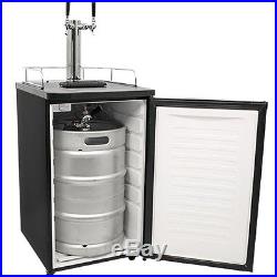 Full Size Kegerator Beer Keg Refrigerator, Stainless Steel Twin Tap Draft Cooler