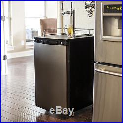Full Size Kegerator Beer Keg Refrigerator, Stainless Steel Twin Tap Draft Cooler