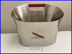 G. H. Mumm Champagne Cooler Set In Silver Metal And Red Leather