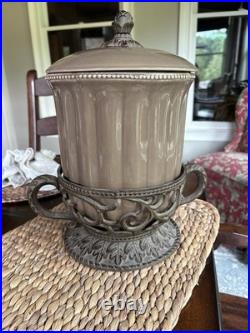 Gracious Goods Collection Ice Bucket Taupe With Metal Base MINT