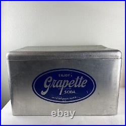 Grapette Soda Vintage Silver Metal Cooler With Tray