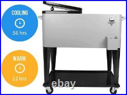 Gray 80QT Rolling Cooler Cart Ice Chest for Outdoor Patio Deck Party Gray 80QT Rolling Cooler Cart Ice Chest for Outdoor Patio Deck Party