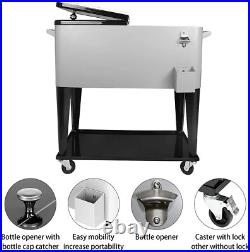 Gray 80QT Rolling Cooler Cart Ice Chest for Outdoor Patio Deck Party Gray 80QT Rolling Cooler Cart Ice Chest for Outdoor Patio Deck Party