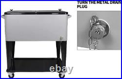 Gray 80QT Rolling Cooler Cart Ice Chest for Outdoor Patio Deck Party Gray 80QT Rolling Cooler Cart Ice Chest for Outdoor Patio Deck Party
