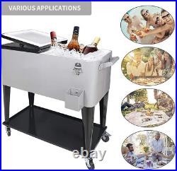 Gray 80QT Rolling Cooler Cart Ice Chest for Outdoor Patio Deck Party Gray 80QT Rolling Cooler Cart Ice Chest for Outdoor Patio Deck Party