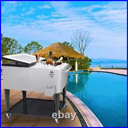 Gray 80QT Rolling Cooler Cart Ice Chest for Outdoor Patio Deck Party Gray 80QT Rolling Cooler Cart Ice Chest for Outdoor Patio Deck Party