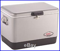 Grey Coleman 54 Quart Stainless Steel Belted Beverage Cooler Holds 85 Cans