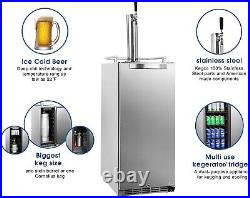 HCK 15 inch Beverage Refrigerator, Outdoor Kegerator 2 in 1, Keg Beer Cooler Sets