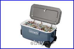 Hard Chest Wheeled Cooler Blue 100QT Heavy-Duty Wheels Durable Swing-Up Handles