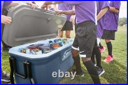 Hard Chest Wheeled Cooler Blue 100QT Heavy-Duty Wheels Durable Swing-Up Handles