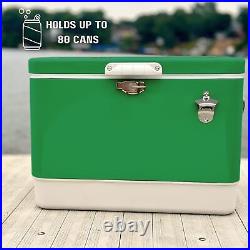 Hard-Sided 80 Can/54 Qt. Two Tone Retro Metal Cooler, Holds 80 Beverage Cans