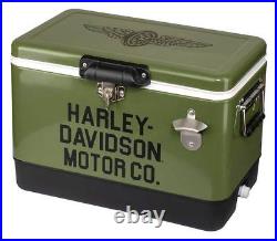 Harley-Davidson 26 Qt. Motor Company Logo Retro Metal Cooler Army Green Harley-Davidson 26 Qt. Motor Company Logo Retro Metal Cooler Army Green