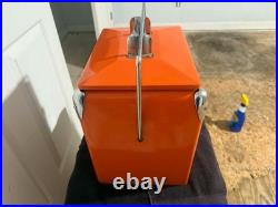 Harley Davidson Orange Very Rare Retro Steel Cooler Box 31.5 x 31 x 24cm Used