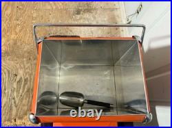 Harley Davidson Orange Very Rare Retro Steel Cooler Box 31.5 x 31 x 24cm Used